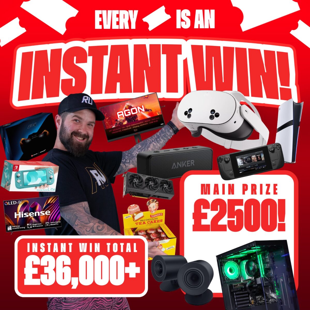 EVERY TICKET IS AN INSTANT WIN - £2,500 MAIN PRIZE!