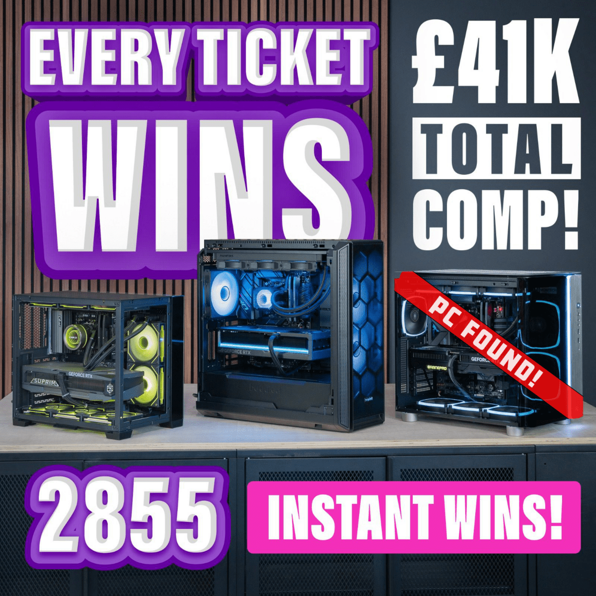 EVERY TICKET WINS! 3 x 5080 PCs TO FIND!