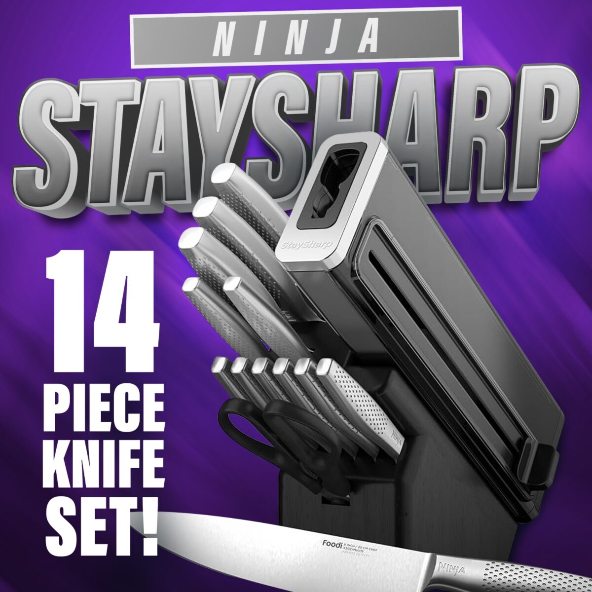 NINJA STAYSHARP STAINLESS KNIFE SET!