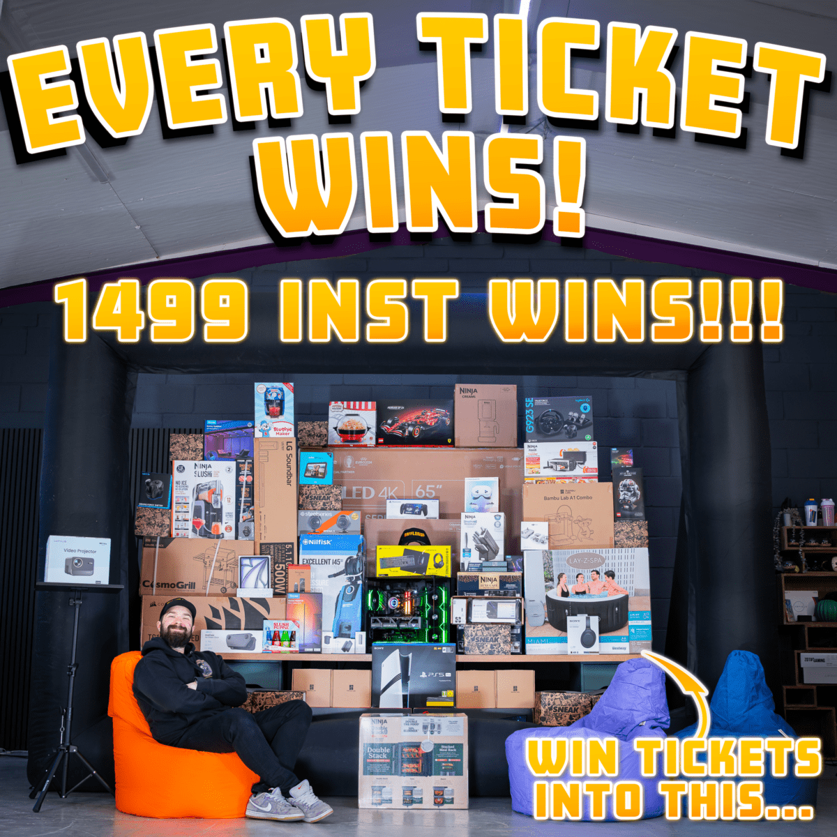 EVERY TICKET WINS - £500 MAIN PRIZE - 1499 INST WINS!