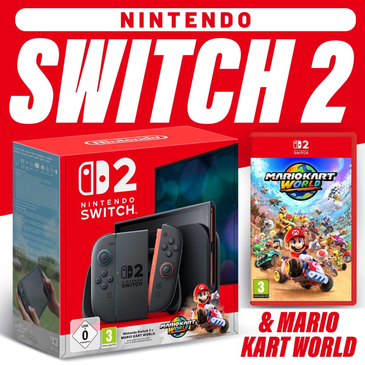 NINTENDO SWITCH 2 + MARIO KART WORLD + MICRO SD CARD!