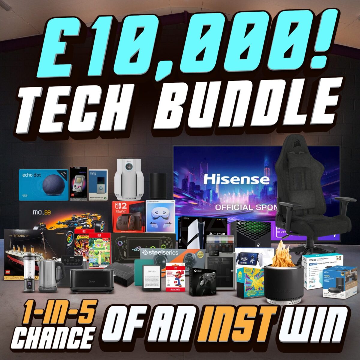Tech Design Raffle £10,000 TECH BUNDLE | 1-IN-5 CHANCE OF AN INST WIN! - RaffledUp